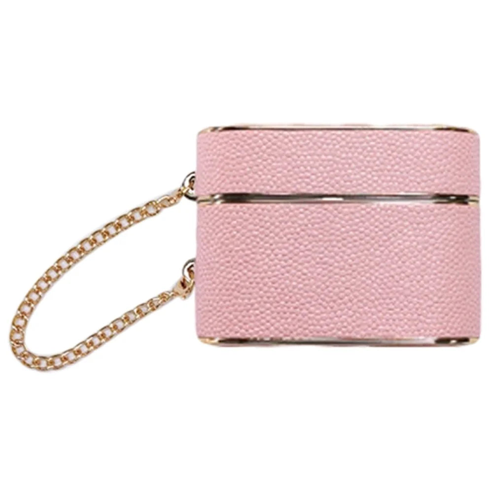 For AirPods Pro 2 Charging Case Cover Cylinder Shape Leather+PC Headset Protector with Strap - Pink - 1