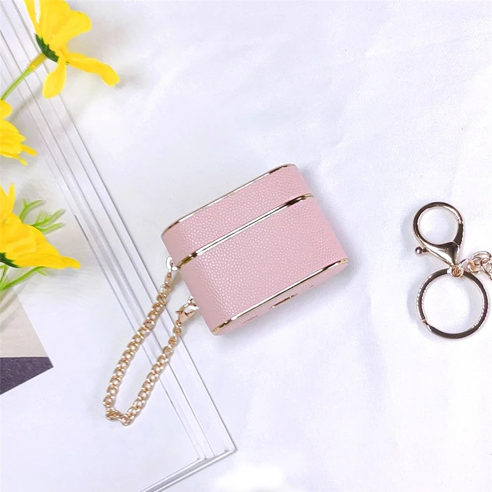 For AirPods Pro 2 Charging Case Cover Cylinder Shape Leather+PC Headset Protector with Strap - Pink - 2