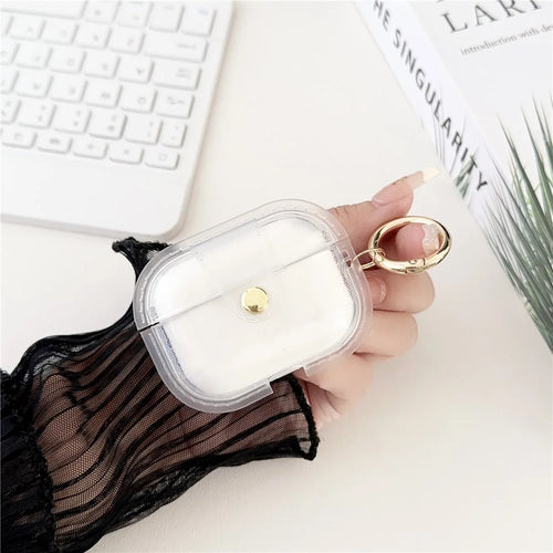 For Apple AirPods Pro Charging Case Cover Bluetooth-compatible Headset Case with Ring Buckle - Transparent - 1