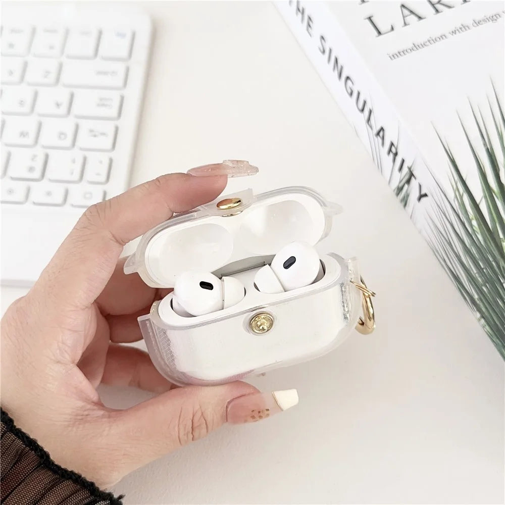 For Apple AirPods Pro Charging Case Cover Bluetooth-compatible Headset Case with Ring Buckle - Transparent - 2