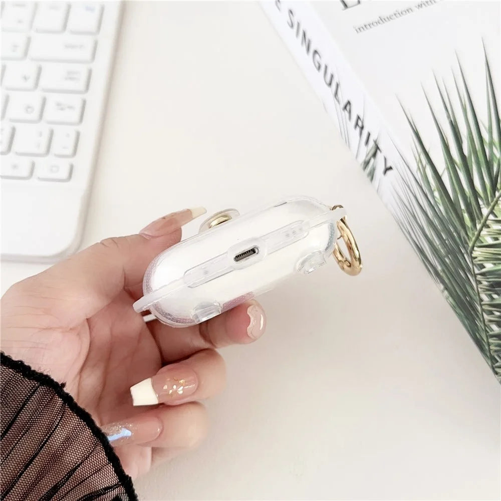 For Apple AirPods Pro Charging Case Cover Bluetooth-compatible Headset Case with Ring Buckle - Transparent - 3