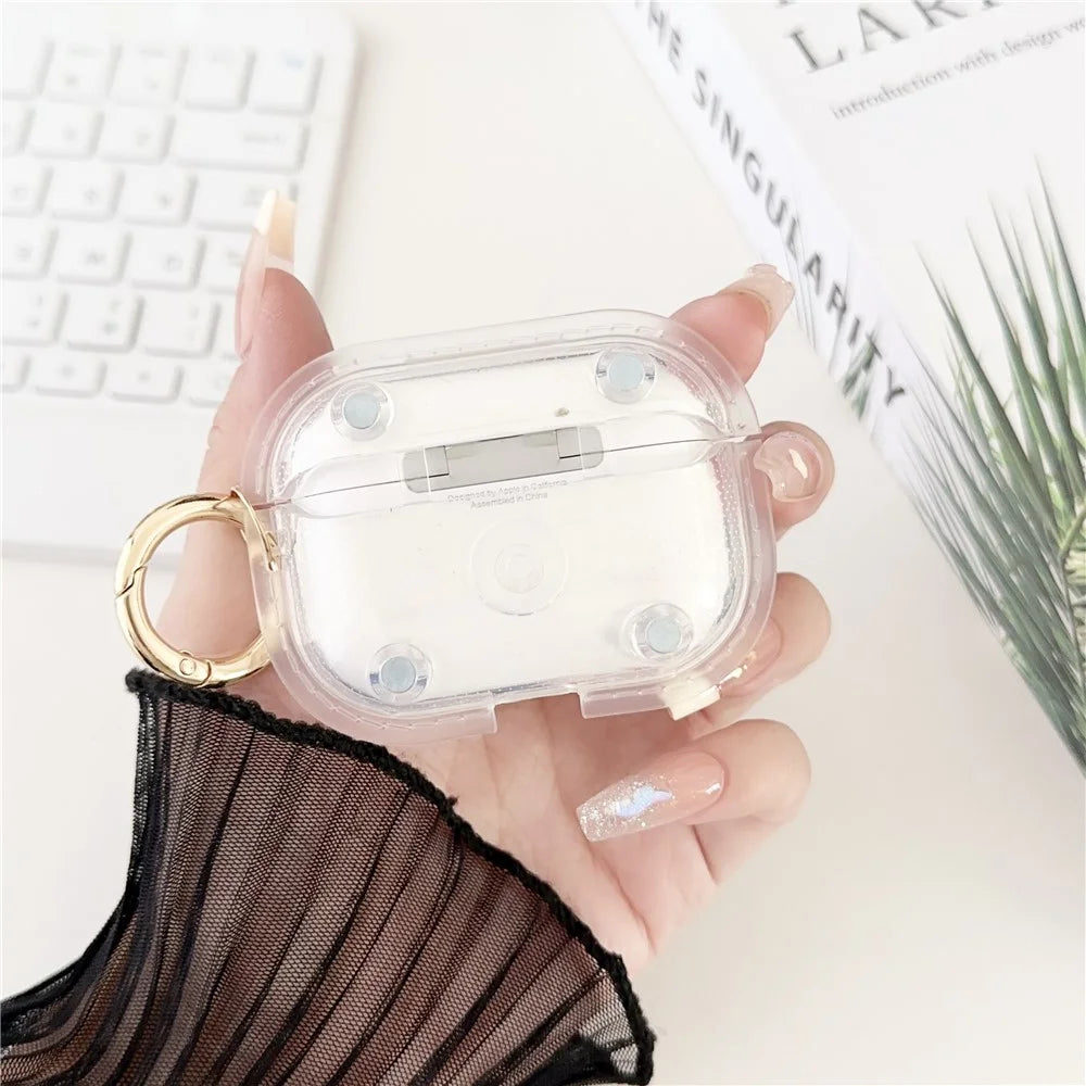 For Apple AirPods Pro Charging Case Cover Bluetooth-compatible Headset Case with Ring Buckle - Transparent - 4