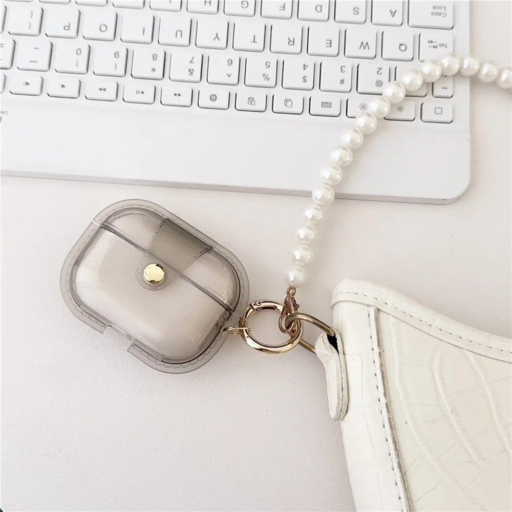 For Apple AirPods Pro Charging Case Cover Bluetooth-compatible Headset Case with Ring Buckle - Transparent - 6