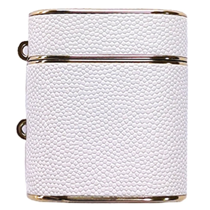 For Apple AirPods with Wireless Charging Case (2019) / AirPods with Charging Case (2019) / (2016) Leather Texture PC+TPU Earphone Case - White - 1