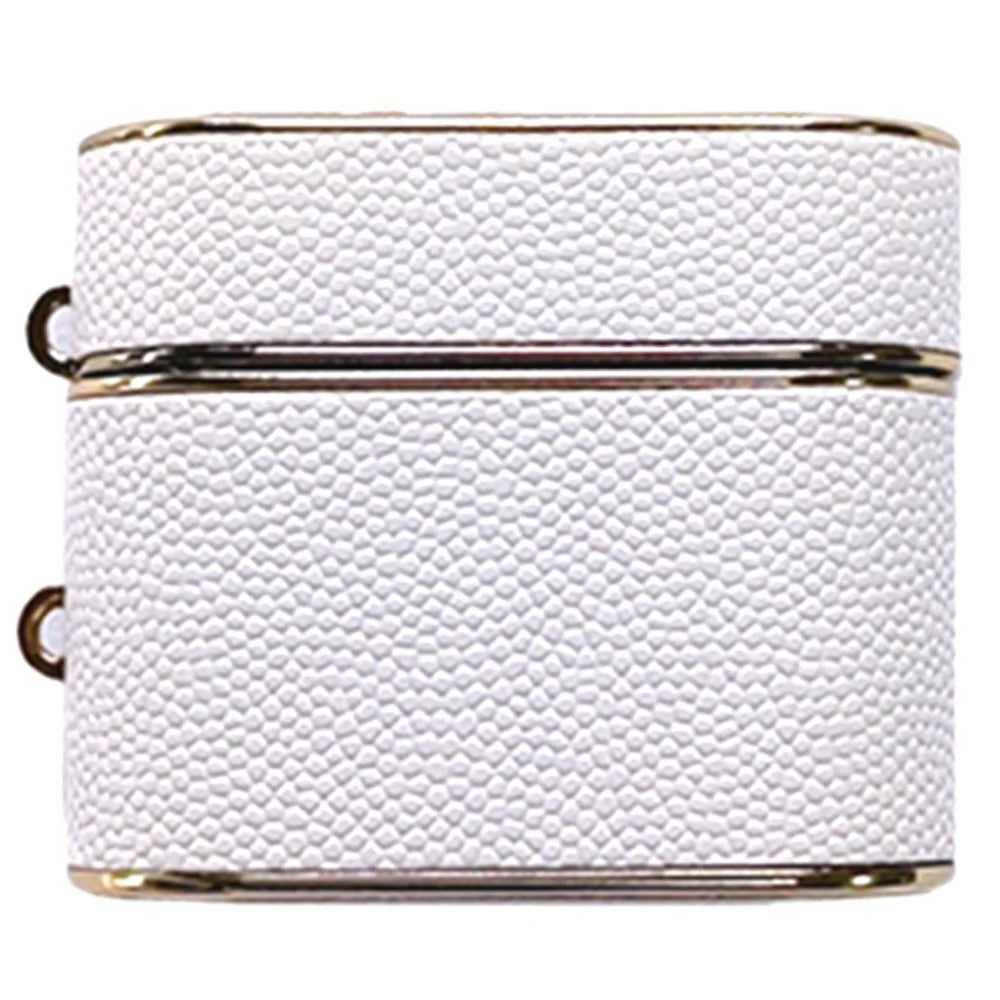 For Apple AirPods 3 Column Shape Bluetooth-compatible Earphone Cover Leather Texture TPU + PC Anti-Drop Case - White - 1