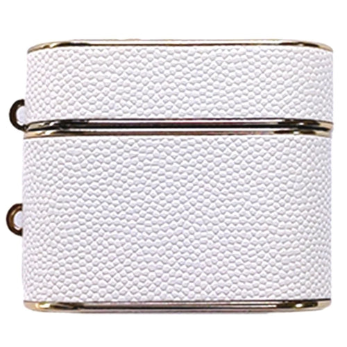 For Apple AirPods 3 Column Shape Bluetooth-compatible Earphone Cover Leather Texture TPU + PC Anti-Drop Case - White - 1
