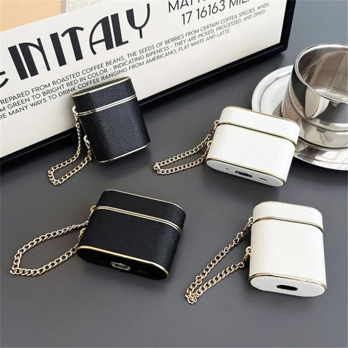 For Apple AirPods Pro Leather Texture PC+TPU Case Earphone Protective Cover - White - 4