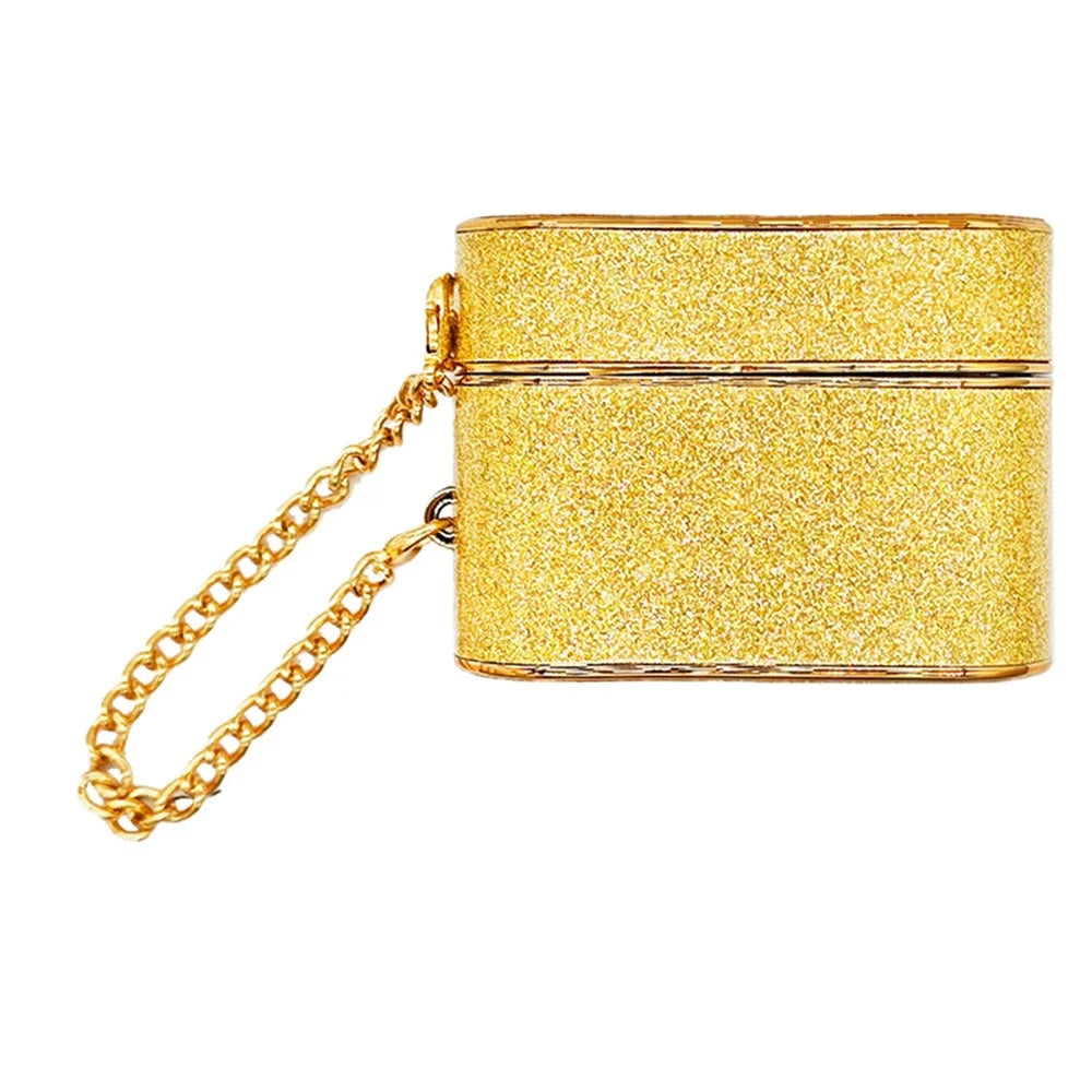 For Apple AirPods Pro Leather Texture Glitter Powder Column Shape Bluetooth-compatible Earphone Cover - Yellow - 1