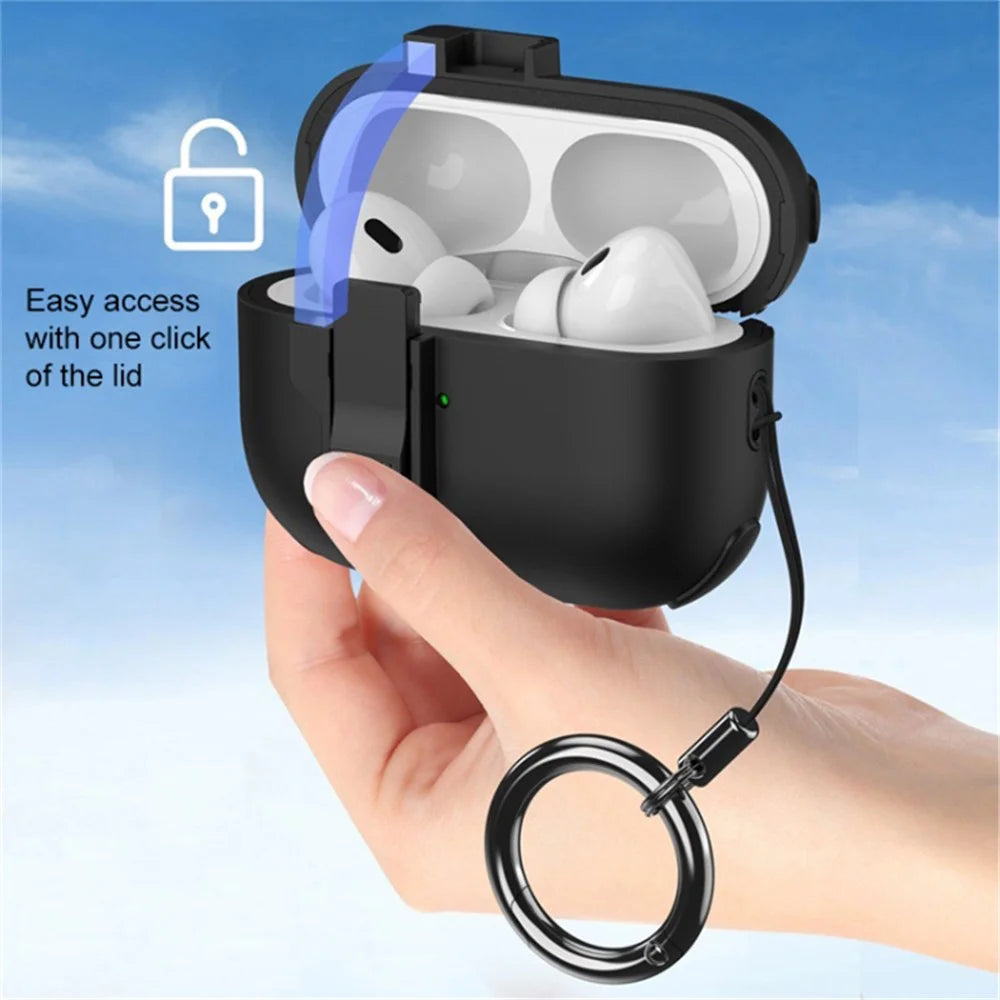 For AirPods Pro 2 Wireless Earphone Snap-On Lid Design Case TPU+PC Protective Cover - Black - 2