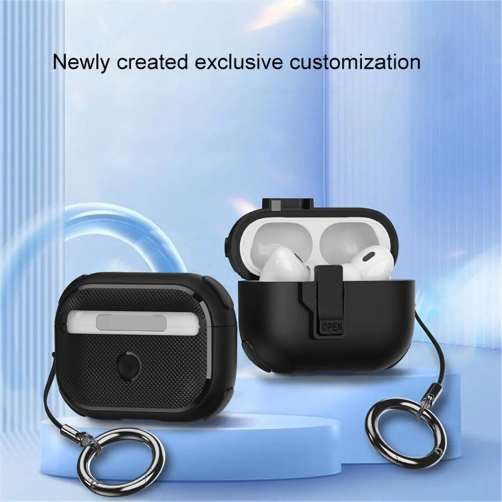 For AirPods Pro 2 Wireless Earphone Snap-On Lid Design Case TPU+PC Protective Cover - Black - 3