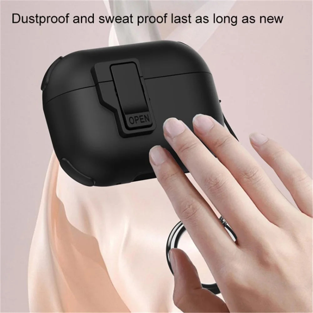 For AirPods Pro 2 Wireless Earphone Snap-On Lid Design Case TPU+PC Protective Cover - Black - 4