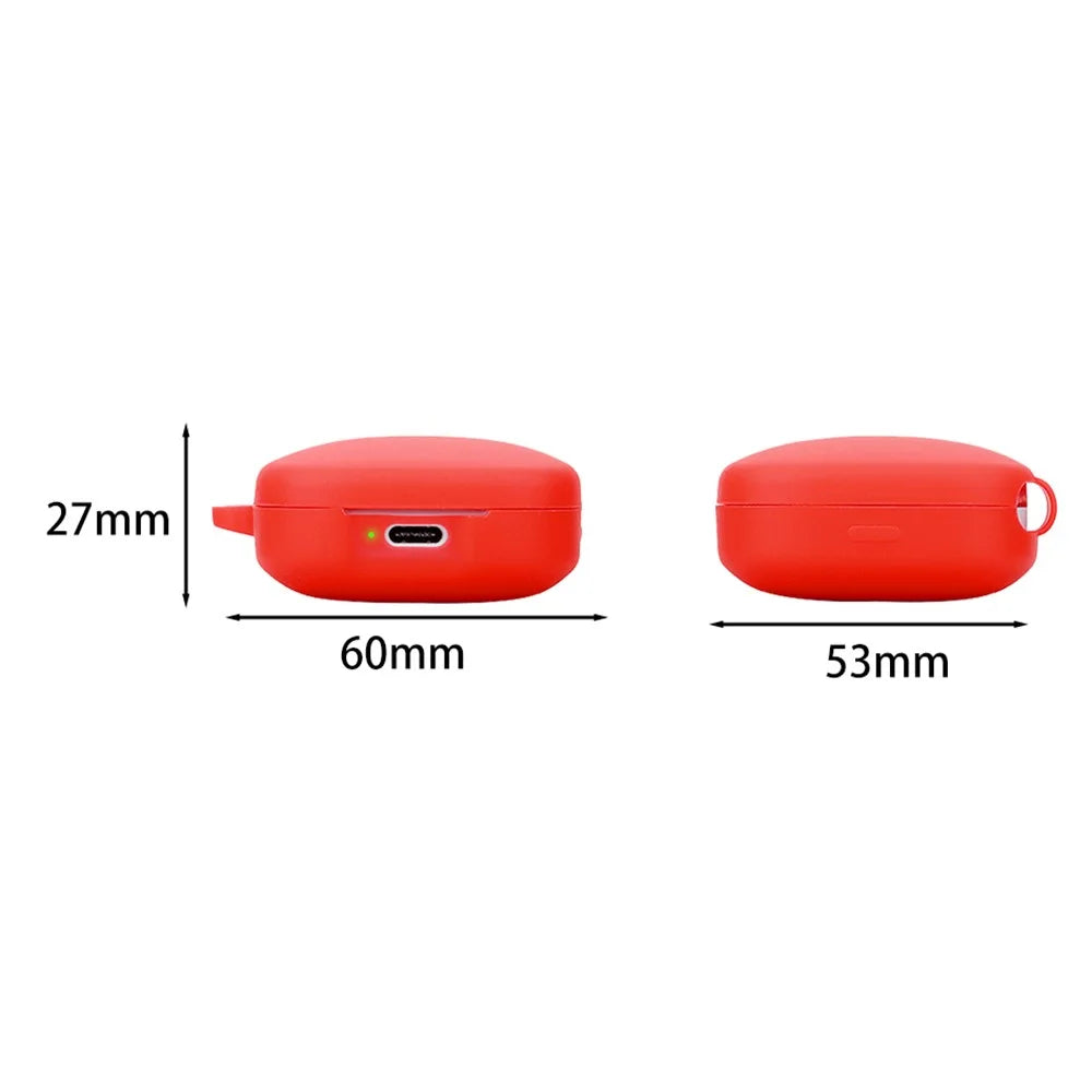 For Xiaomi Redmi Buds 6 Active Silicone Cover Bluetooth-compatible Earphone Sleeve with Anti-Lost Buckle - Red - 3