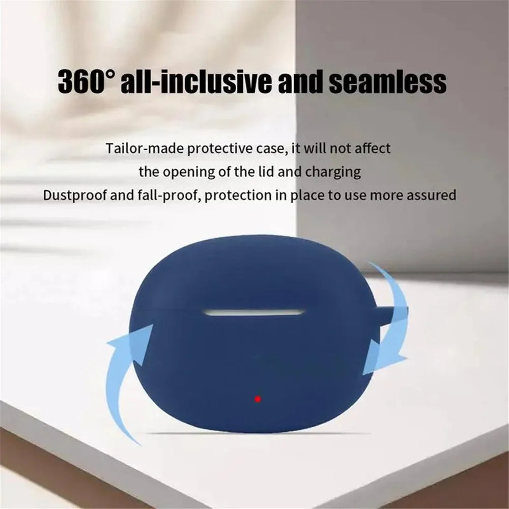 For HONOR CHOICE Earbuds X5 Anti-Scratch Silicone Case Wireless Headset Cover with Hanging Buckle - Dark Blue - 3