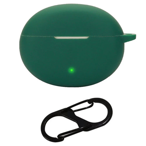 For Oppo Enco Air4 Pro Silicone Cover Bluetooth-compatible Earphone Sleeve with Anti-Lost Buckle - Blackish Green - 1