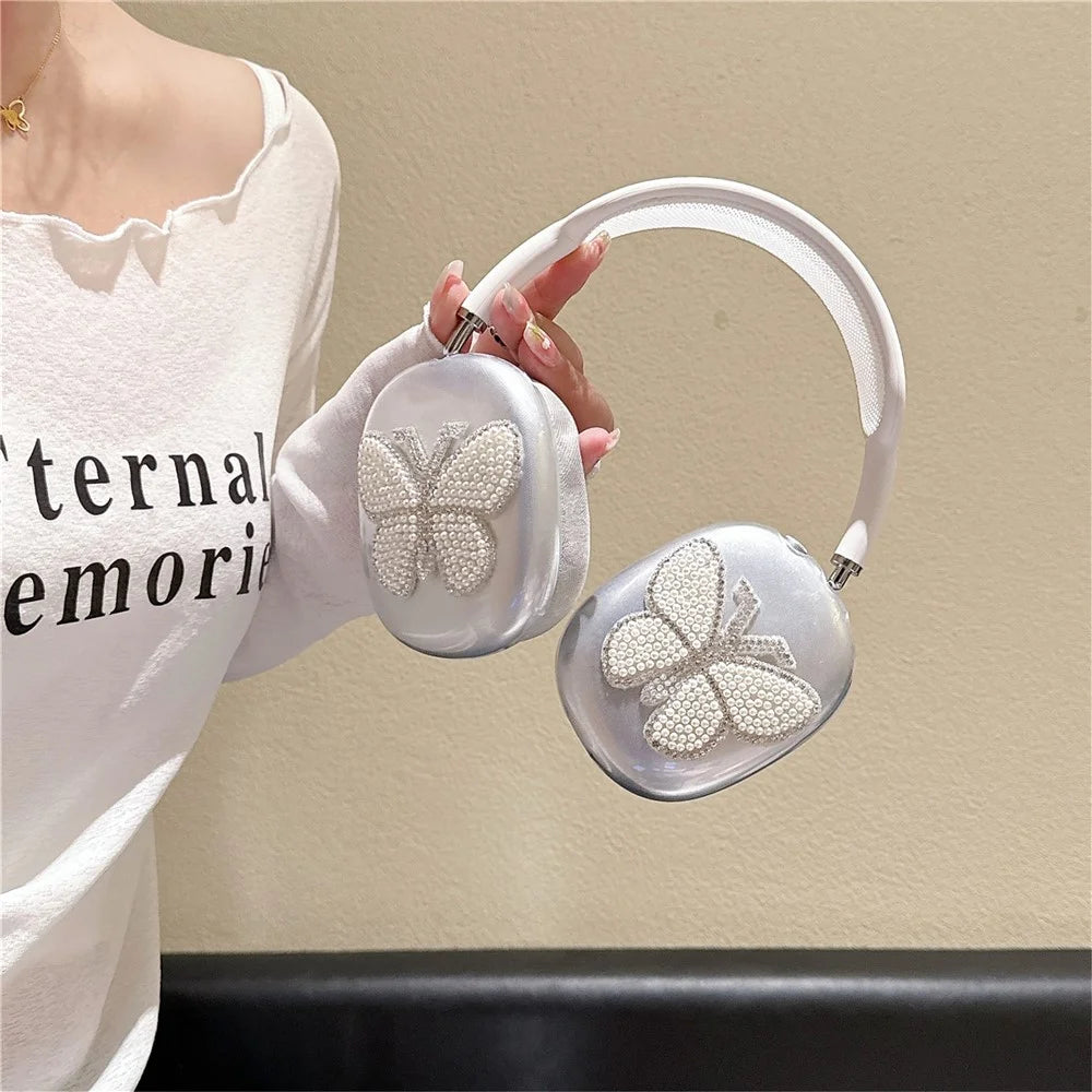For AirPods Max 1 Pair Butterfly Decor Soft TPU Headphone Earmuff Shell Protective Cover - 1