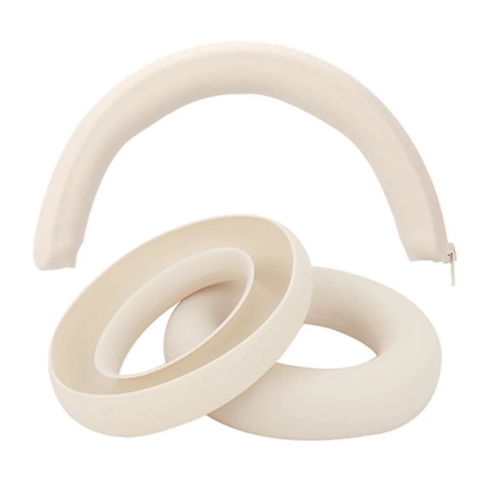 For Anker Soundcore Space One 1 Pair Headphone Earpad  Case Sleeve+1 Head Beam Cover - Beige - 1