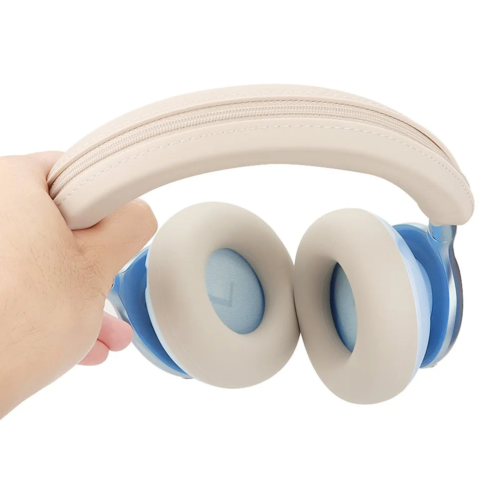 For Anker Soundcore Space One 1 Pair Headphone Earpad  Case Sleeve+1 Head Beam Cover - Beige - 3
