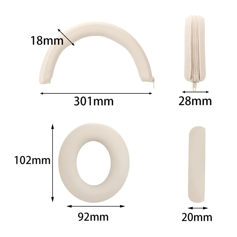 For Anker Soundcore Space One 1 Pair Headphone Earpad  Case Sleeve+1 Head Beam Cover - Beige - 5