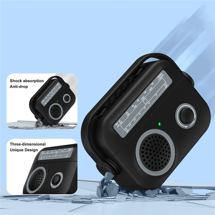 For AirPods Pro 2 Case Shockproof TPU+PC Earbud Cover Radio Style - Black - 7