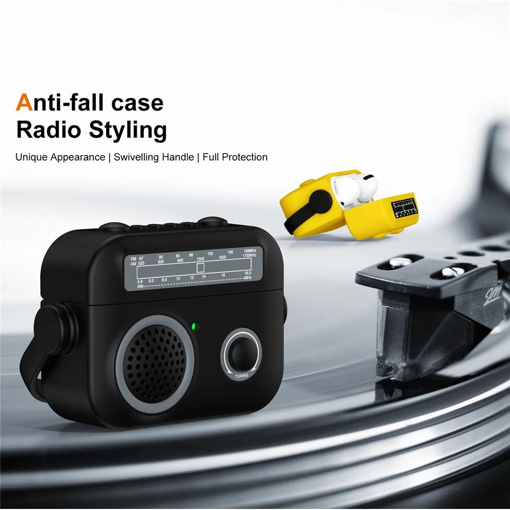 For Apple AirPods 3 Case Radio Style Bluetooth-compatible Earphone TPU+PC Protective Cover - Black - 2