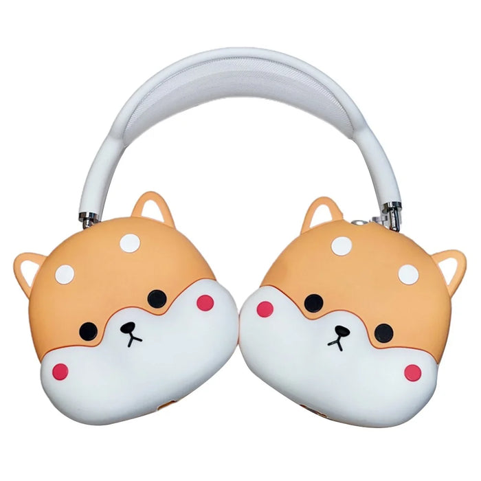 For AirPods Max with USB-C / Max 1 Pair Cartoon Design Silicone Earmuff Shell Headphone Protective Cover - Dog - 1