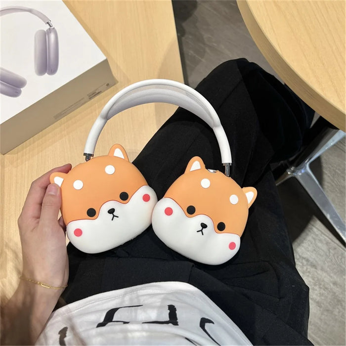 For AirPods Max with USB-C / Max 1 Pair Cartoon Design Silicone Earmuff Shell Headphone Protective Cover - Dog - 2