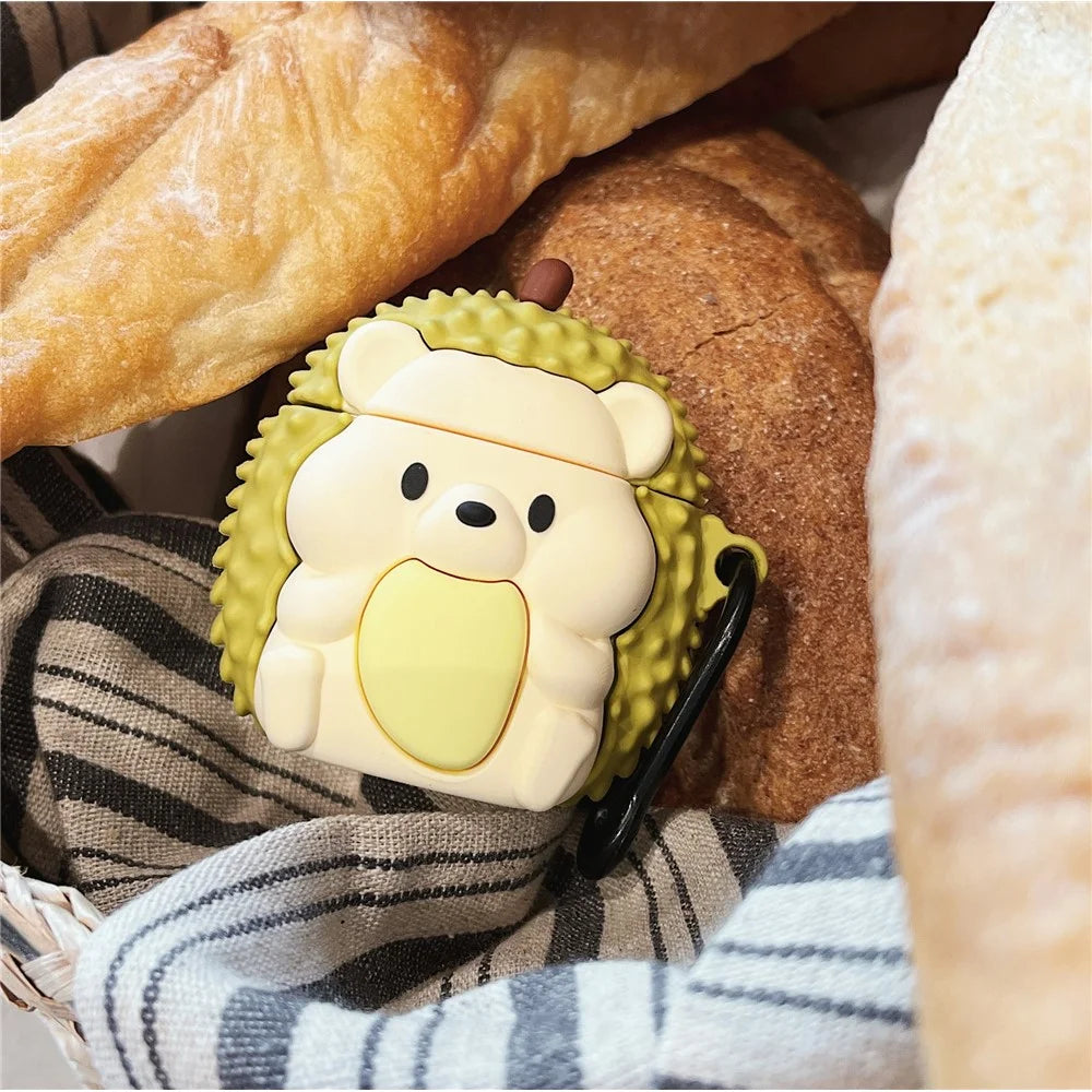 For Apple AirPods with Wireless Charging Case (2019)  /  AirPods with Charging Case (2019) (2016) Hedgehog Durian Silicone Cover - 2