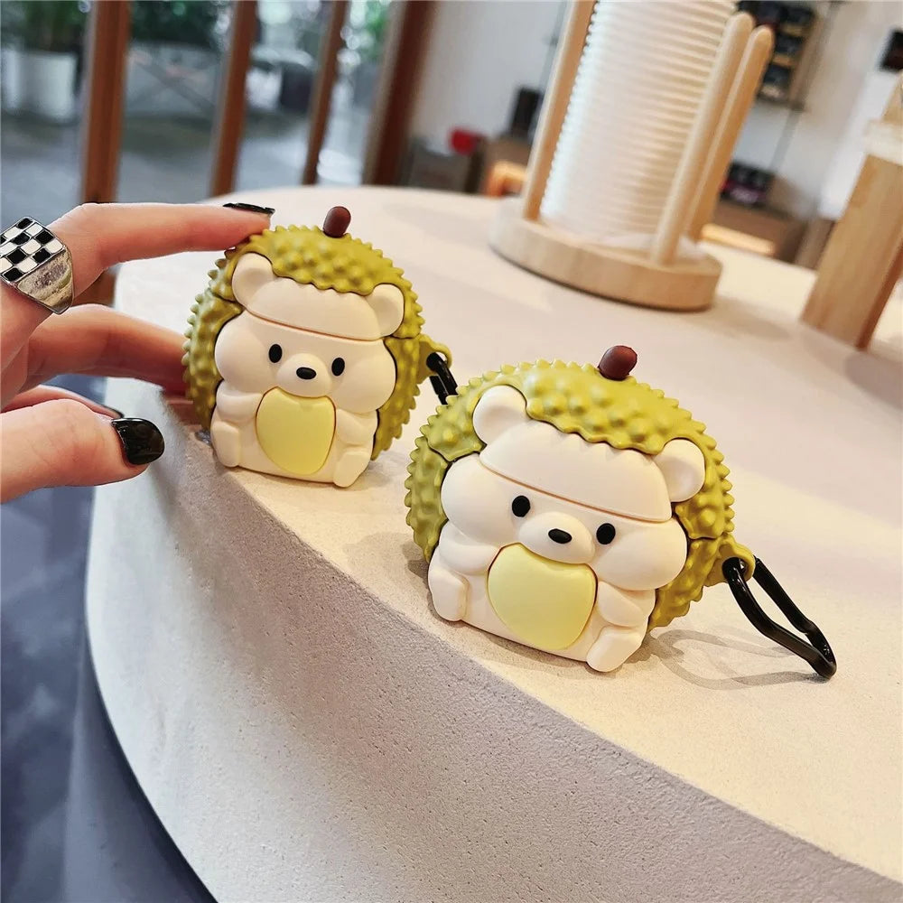 For Apple AirPods with Wireless Charging Case (2019)  /  AirPods with Charging Case (2019) (2016) Hedgehog Durian Silicone Cover - 7