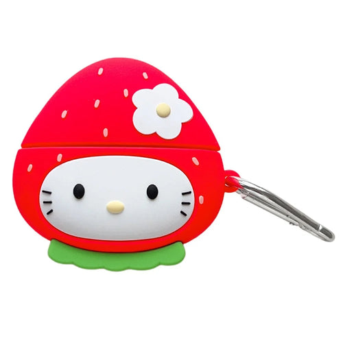 For AirPods Pro 2 / AirPods Pro Earphone Cover Cartoon Strawberry Shape Silicone Case Sleeve with Buckle - 1