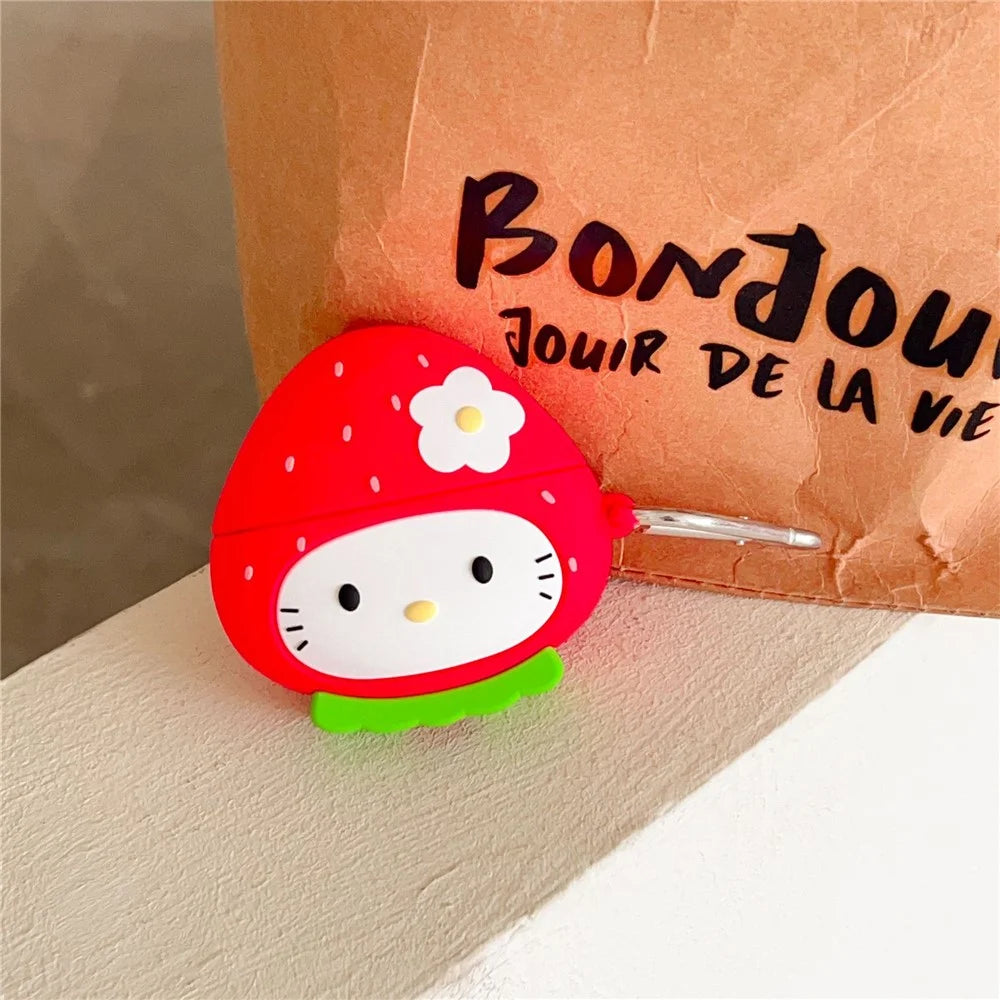 For AirPods Pro 2 / AirPods Pro Earphone Cover Cartoon Strawberry Shape Silicone Case Sleeve with Buckle - 2