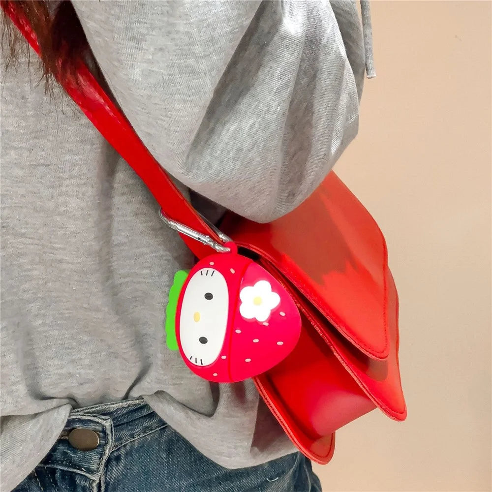 For AirPods Pro 2 / AirPods Pro Earphone Cover Cartoon Strawberry Shape Silicone Case Sleeve with Buckle - 5