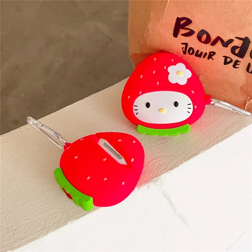For AirPods Pro 2 / AirPods Pro Earphone Cover Cartoon Strawberry Shape Silicone Case Sleeve with Buckle - 7
