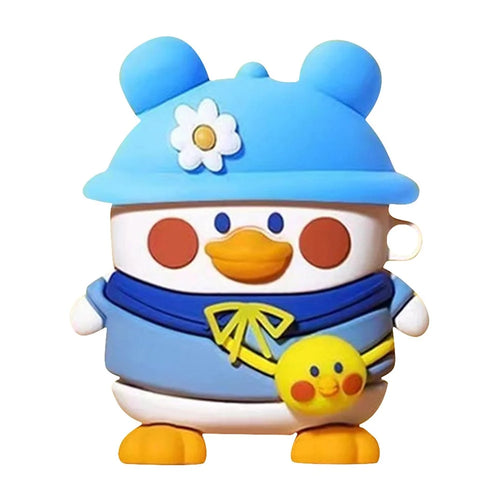 No.2 For Apple AirPods with Wireless Charging Case (2019)  /  AirPods with Charging Case (2019) (2016) Cartoon Silicone Case - Blue Hat Duck - 1