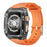 For Apple Watch Series 9 8 7 41mm / Series 6 5 4 SE 40mm TPU Watch Band with PC Case - Orange+Transparent Black - 3