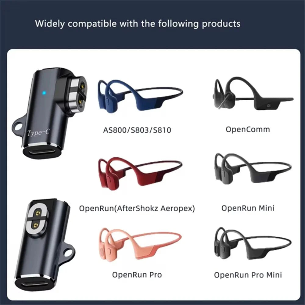 For Shokz Bone Conduction Earphone Magnetic Charger Adapter 8-Pin Female Converter (Side Elbow) - 5