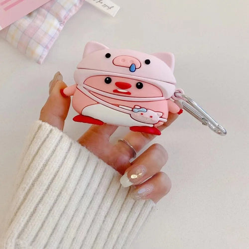 For Apple Airpods 3 Cartoon Design Bluetooth-compatible Earphone Cover Silicone Protective Case with Hanging Buckle - 1