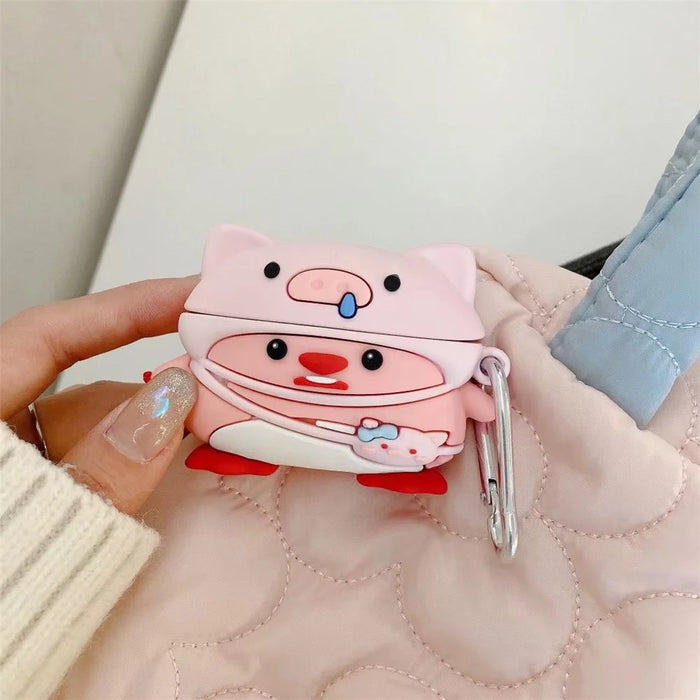 For Apple Airpods 3 Cartoon Design Bluetooth-compatible Earphone Cover Silicone Protective Case with Hanging Buckle - 2