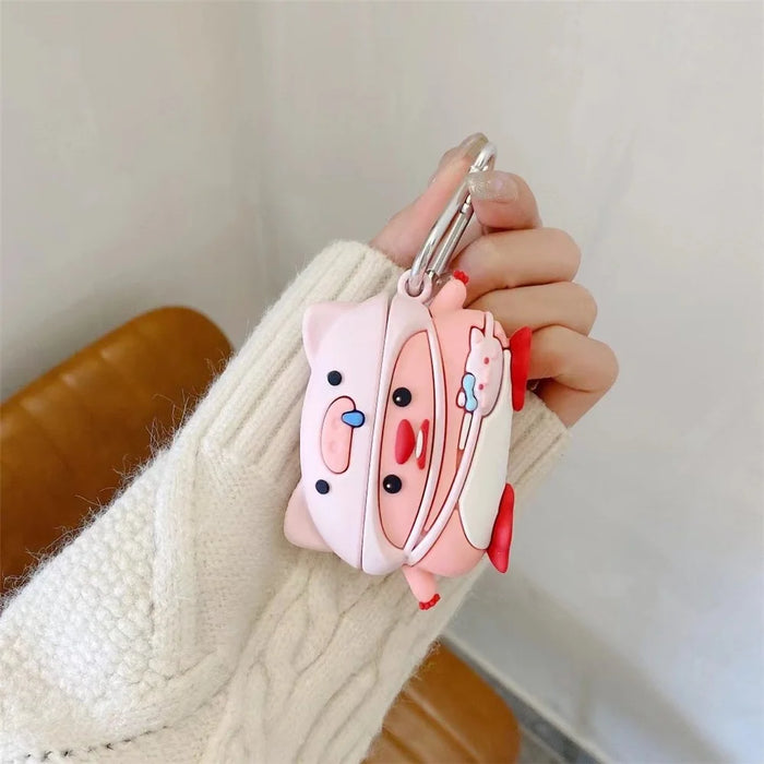 For Apple Airpods 3 Cartoon Design Bluetooth-compatible Earphone Cover Silicone Protective Case with Hanging Buckle - 3