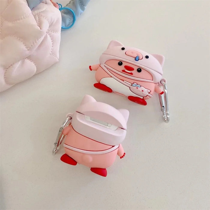 For Apple Airpods 3 Cartoon Design Bluetooth-compatible Earphone Cover Silicone Protective Case with Hanging Buckle - 4