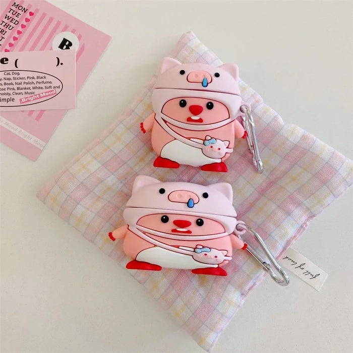 For Apple Airpods 3 Cartoon Design Bluetooth-compatible Earphone Cover Silicone Protective Case with Hanging Buckle - 5