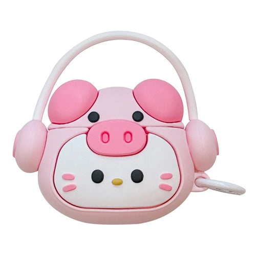 For AirPods Pro / Pro 2 Cartoon Kitty Bluetooth-compatible Earphone Cover Soft Silicone Case with Hanging Buckle - 1