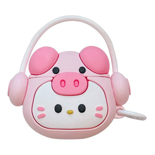 For Apple Airpods 3 Cartoon Kitty Bluetooth-compatible Earphone Cover Soft Silicone Case with Hanging Buckle - 1