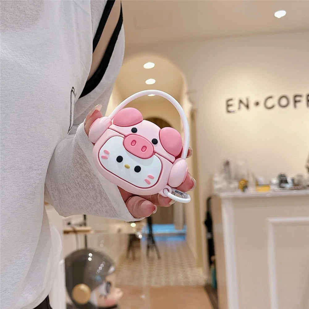 For Apple Airpods 3 Cartoon Kitty Bluetooth-compatible Earphone Cover Soft Silicone Case with Hanging Buckle - 2