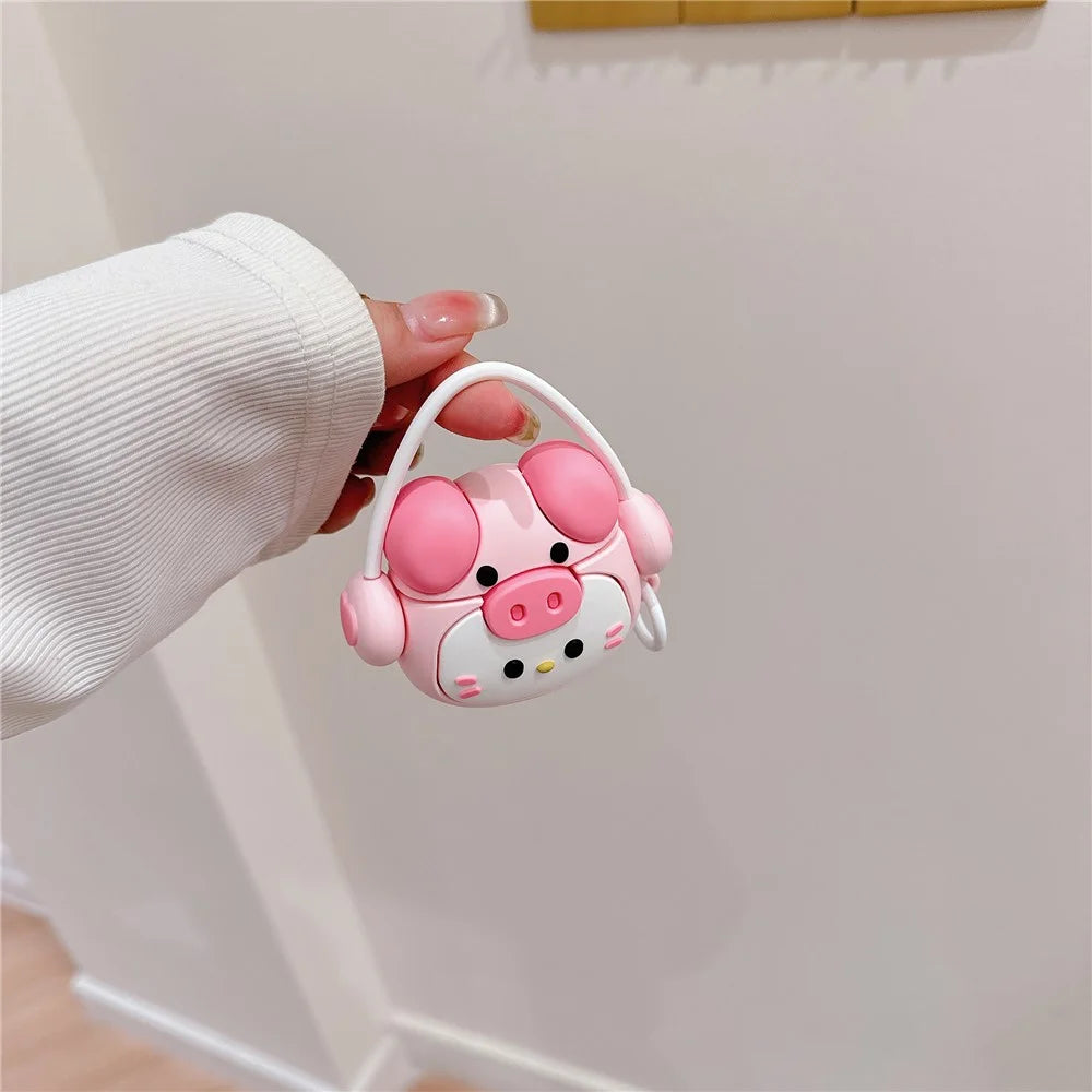 For Apple Airpods 3 Cartoon Kitty Bluetooth-compatible Earphone Cover Soft Silicone Case with Hanging Buckle - 3