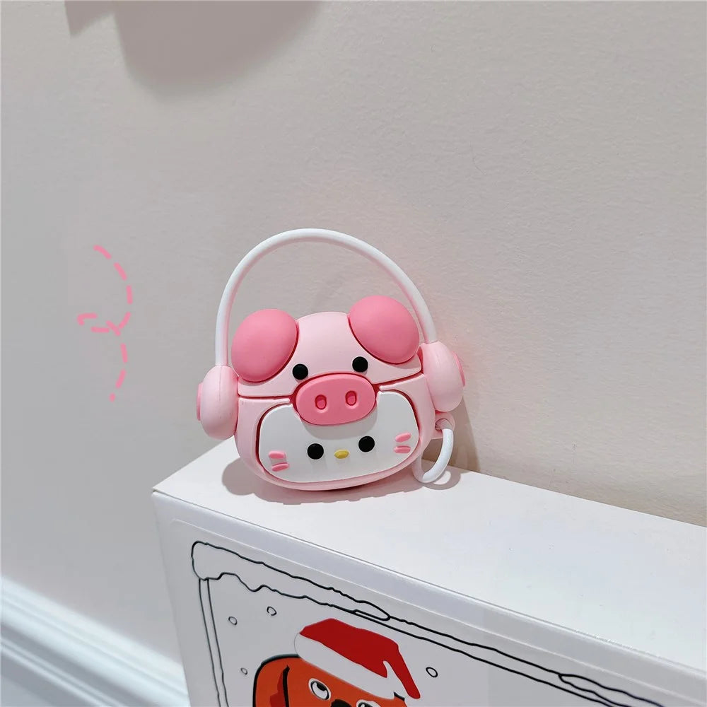 For Apple Airpods 3 Cartoon Kitty Bluetooth-compatible Earphone Cover Soft Silicone Case with Hanging Buckle - 4