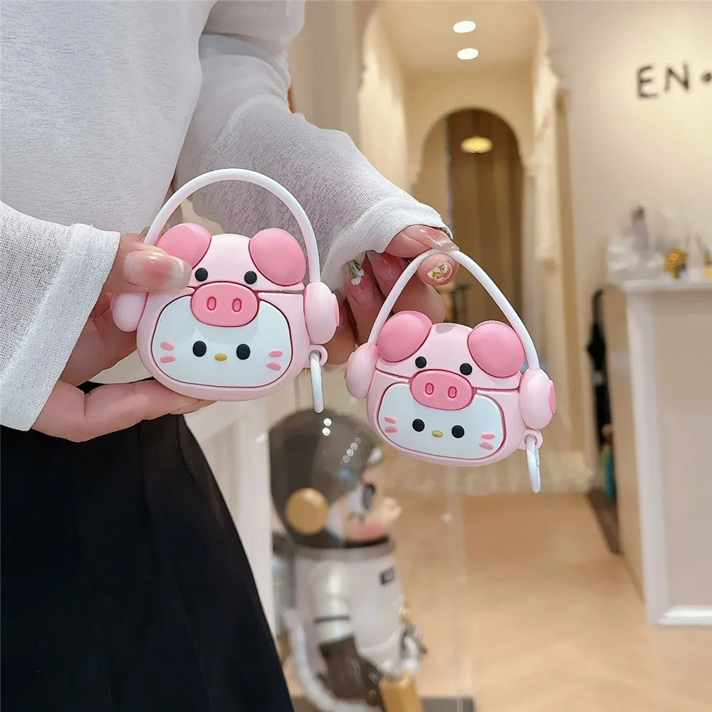 For Apple Airpods 3 Cartoon Kitty Bluetooth-compatible Earphone Cover Soft Silicone Case with Hanging Buckle - 6