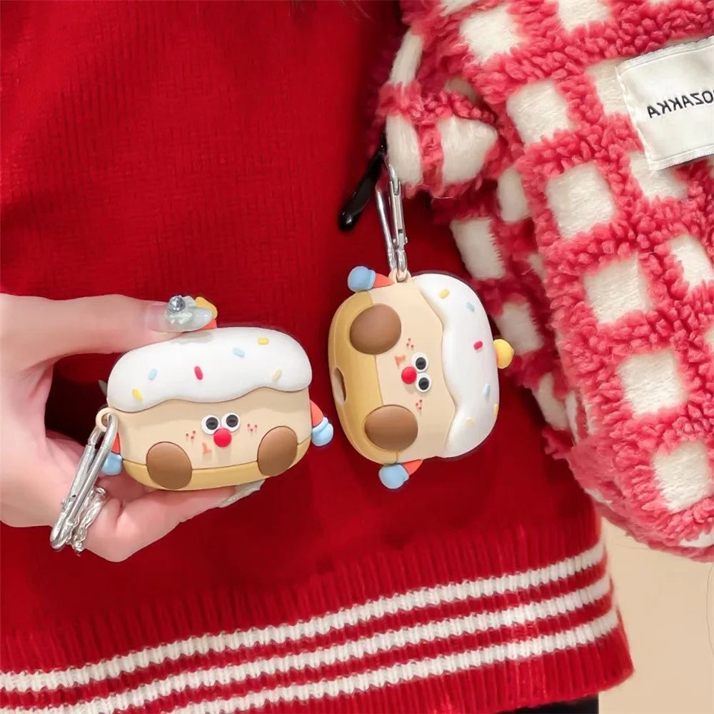 For Apple AirPods with Charging Case (2019) (2016) / AirPods with Wireless Charging Case (2019) Cartoon Cake Silicone Case with Buckle - 5