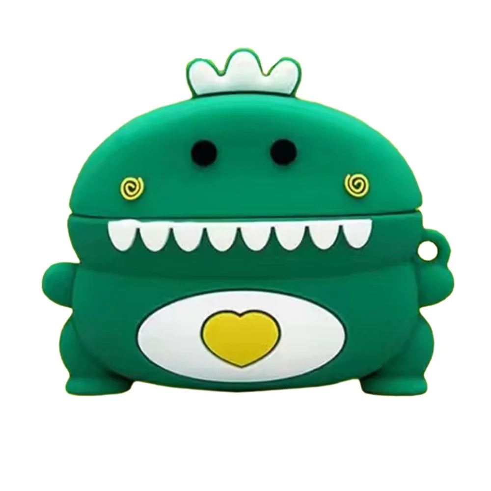 For Apple AirPods 3 Cartoon Design Silicone Sleeve Bluetooth-compatible Earphone Anti-Scratch Cover - Green Dinosaur - 1