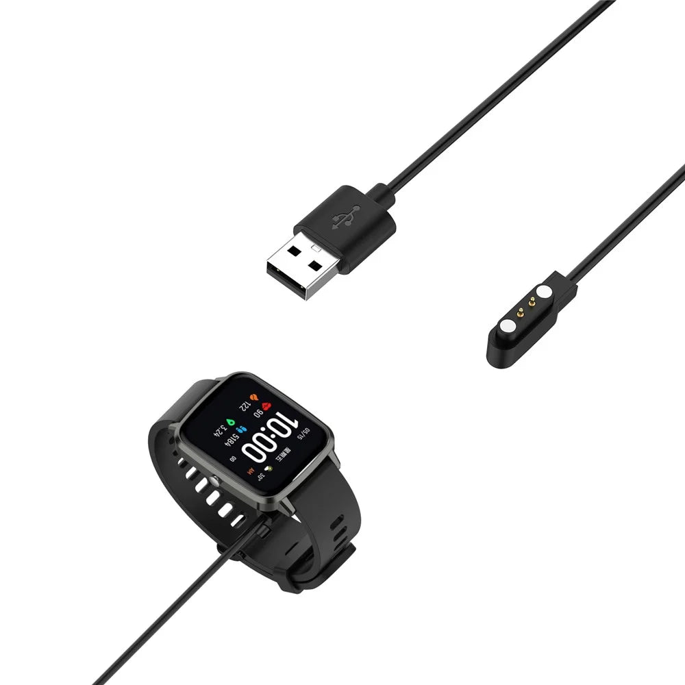 1m USB Charge Cable Smart Watch Magnetic Charger Adapter for Realme Watch 3 / Haylou Watch 4S / Watch 4 / GST LS09B / Willful IP68 / ID205L / SW021 - Black - 1