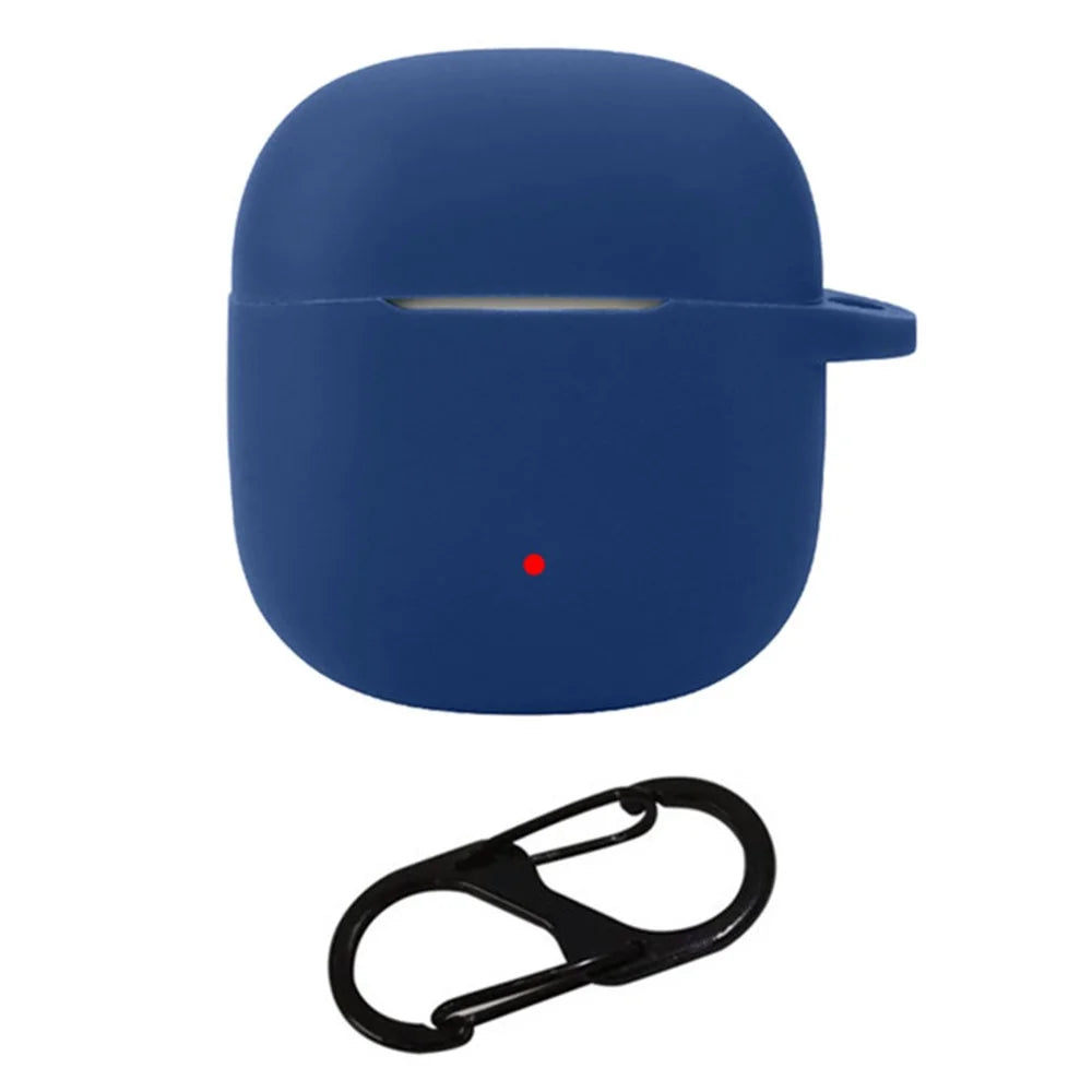 For 1MORE True Wireless Headphones Q10 Cover Anti-Scratch Silicone Case Sleeve with Buckle - Dark Blue - 1